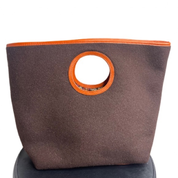 kate spade Handbags - Kate Spade Brown Orange Felt Leather Handbag Rare